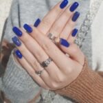 Gainage ongles naturels vernis semi permanent bleu argent Saint Victoret Marignane